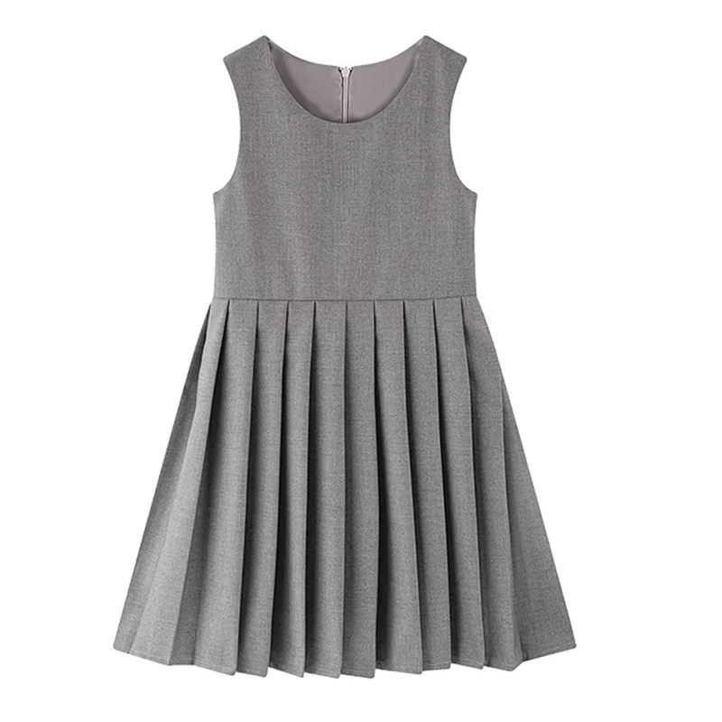 Kids-Student-Private-School-Uniform-Primary-Pinafore-Navy-Dress-Kids-Girls-School-Uniforms-Solid-Black-Pleated