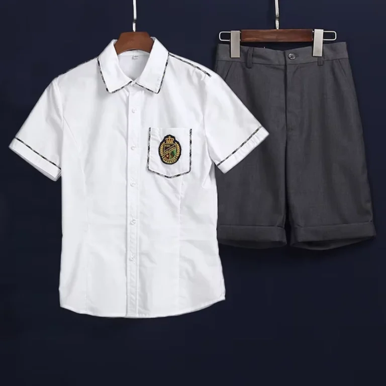 Kids-Students-Daily-Wear-Two-Piece-Sets-Primary-School-Uniform-Boys-White-Shirt-and-Black-Shorts-Suit