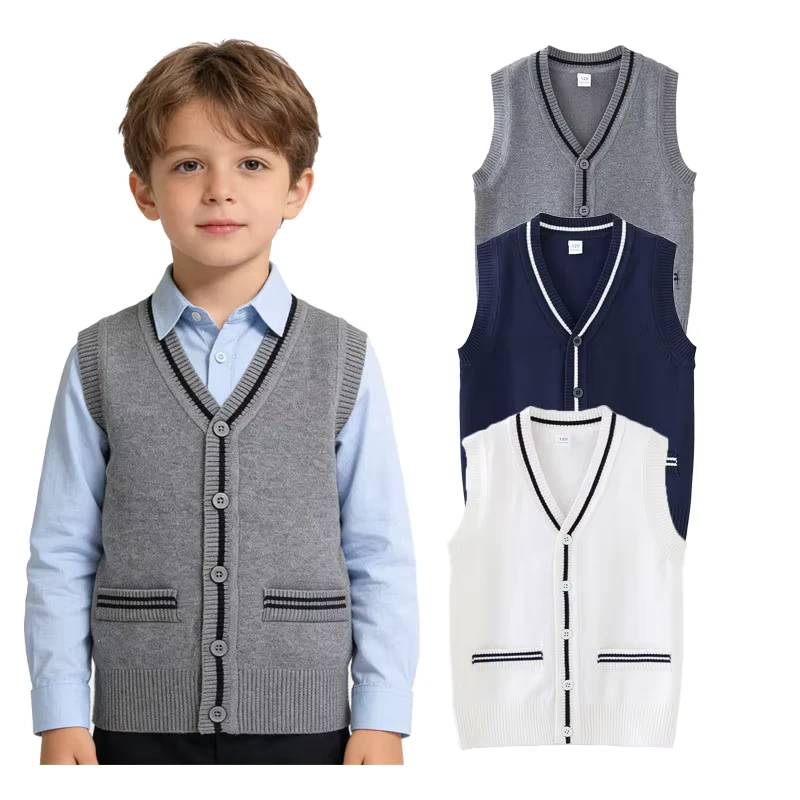 Kids-Toddlers-Unisex-Preppy-Striped-V-Neck-Knit-Pullover-Sweater-Vest-for-Boys-Girls