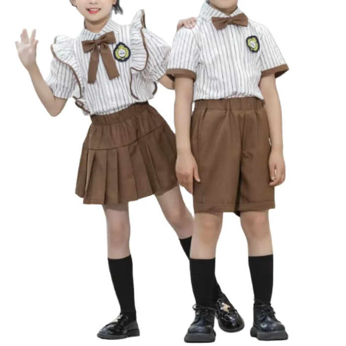 Kindergarten-Summer-Dress-Primary-School-Uniform-Class-Summer-Dress-Childrens-College-Style-England-Suit