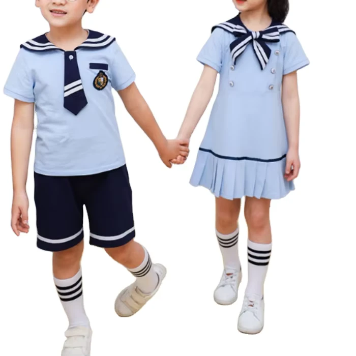 Kindergarten-Summer-Dress-Short-Sleeve-College-Department-Childrens-Graduation-Dress-Summer-Class-Suit-Primary-School-Uniform