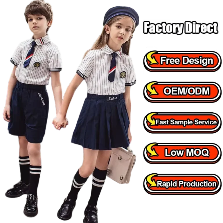 Kindergarten-Summer-Uniforms-Class-Uniforms-with-British-Style-Shirts-Primary-School-Students-School-Uniforms