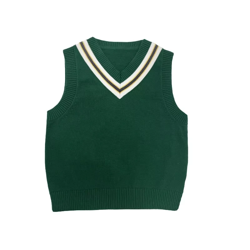 Kindergarten-Uniform-V-Neck-Color-Block-Knitted-Sweater-Set-Primary-School-Vest-Waistcoat-Class-Uniform-School-Uniform
