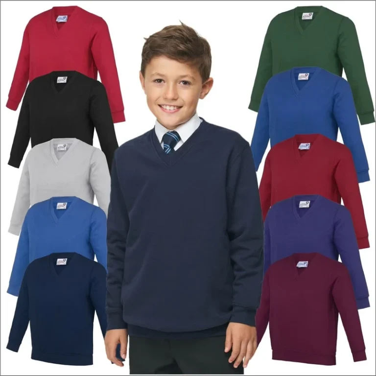 Knitted-Sweater-School-Uniforms-Kids-Academy-V-NECK-Sweatshirt-Soft-Cotton-Jersey-Boys-Girls-School-Jumper