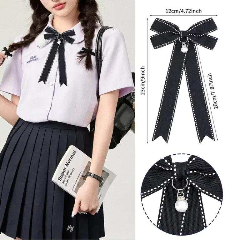 Korean-Simple-Bowknot-Pearl-Women-Brooch-Handmade-Bowties-School-Uniform-Small-Ladies-Neck-Bow-Tie-with-Safety-Pin