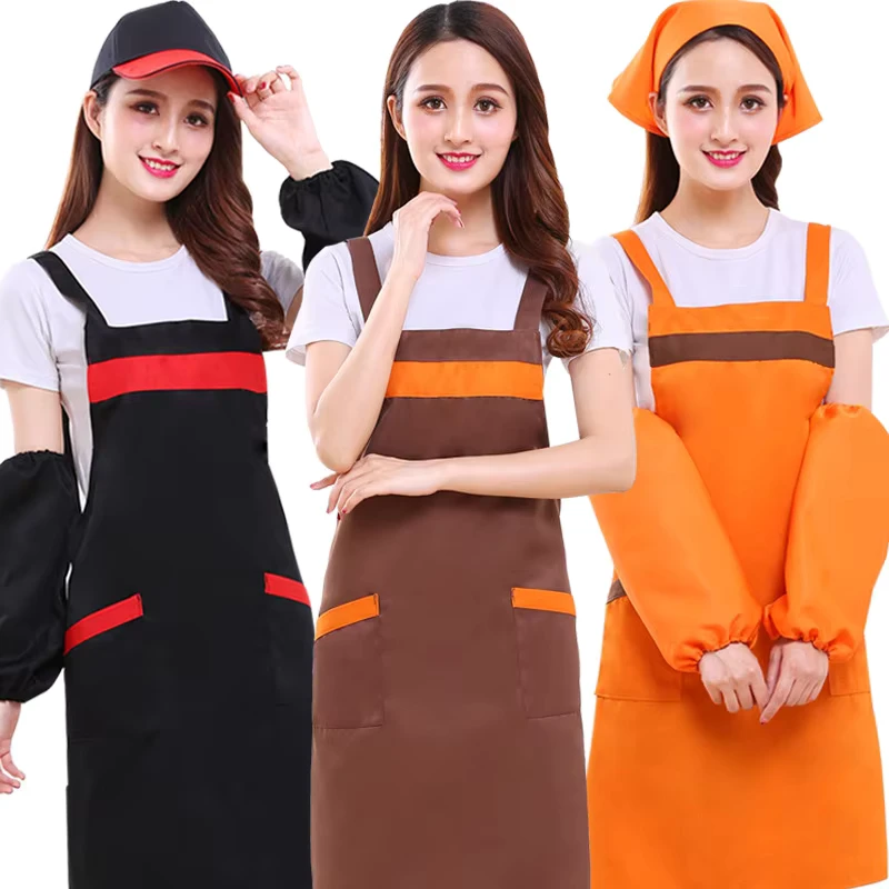 Korean-Style-H-Belt-Design-Apron-for-Female-Waiters-Custom-Logo-Canvas-Work-Uniform-for-Milk-Tea-Coffee-Shops