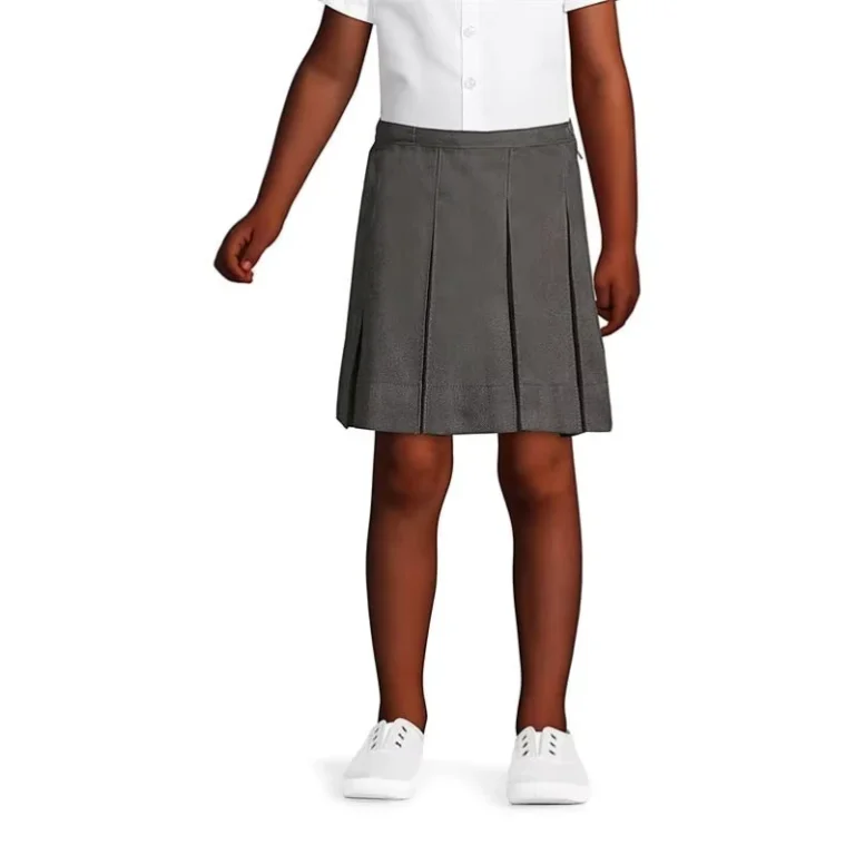 LF-Customized-School-Uniform-Above-the-Knee-Back-Elastic-Adjustable-Waist-Girls-Gray-Box-Pleat-Skirt
