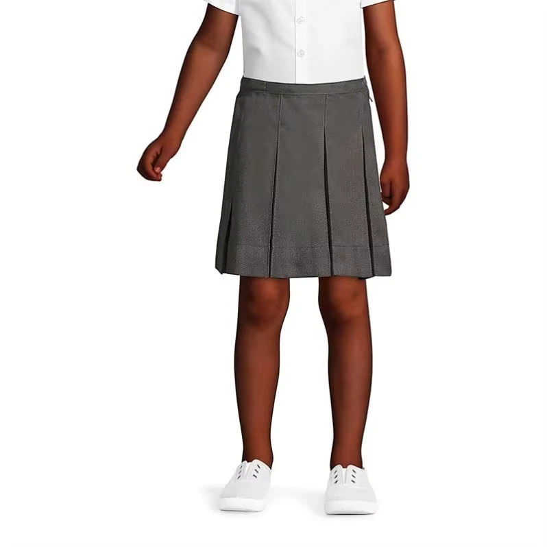 LF-Customized-School-Uniform-Above-the-Knee-Back-Elastic-Adjustable-Waist-Girls-Gray-Box-Pleat-Skirt