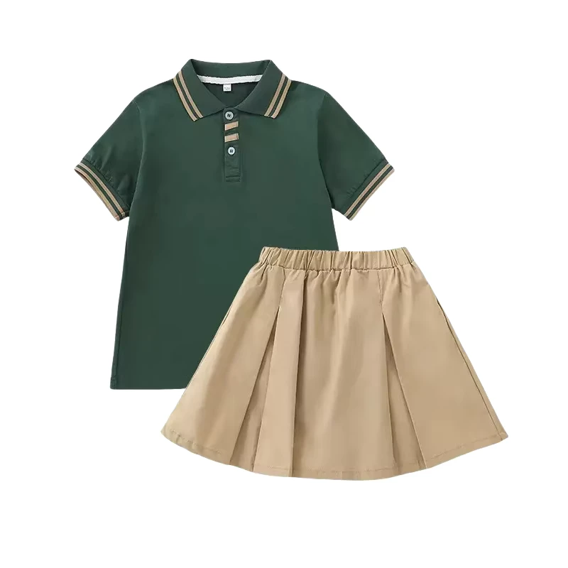 Latest-Green-Casual-Polo-Shirt-Skirt-Shorts-School-Uniform-for-Primary-Sports-School-Wear-for-Children