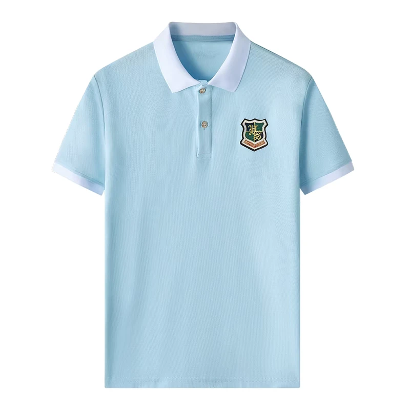 Light-Blue-Short-Sleeve-Polo-Shirt-White-Collar-Summer-Breathable-Slim-Fit-Unisex-School-Uniform-Tops-for-Children