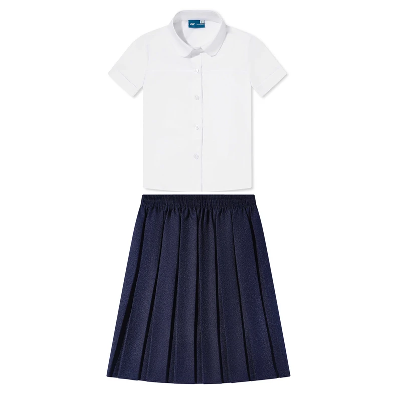 Logo-Custom-OEM-ODM-Student-Uniform-Girls-Black-Blouse-Skirt-Set-Navy-Dress-Short-Sleeved-Skirt-School-Uniform-Set-for-Girls