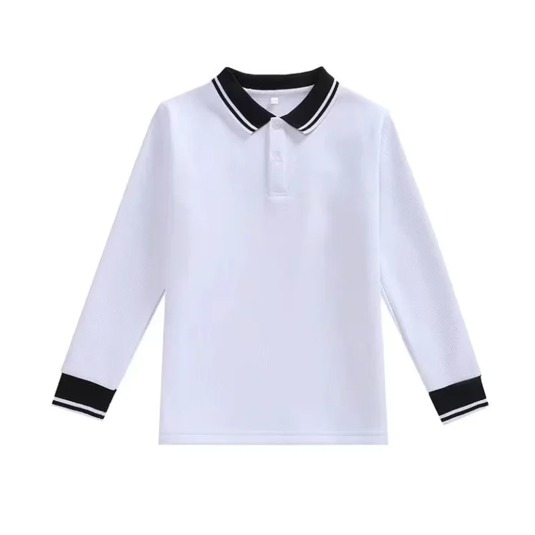 Long-Sleeve-Boys-White-Polo-Shirt-for-School-Boys-Spring-and-Autumn-Girls-Long-Sleeve-Cotton-T-shirt-School-Uniform