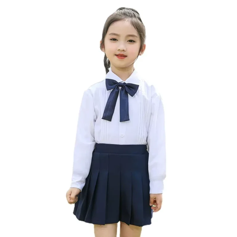 Long-Sleeve-Shirt-Girls-School-Uniforms-for-Secondary-School-Navy-Blue-Skirt-Girls-Korean-Kindergarten-Uniform-Summer