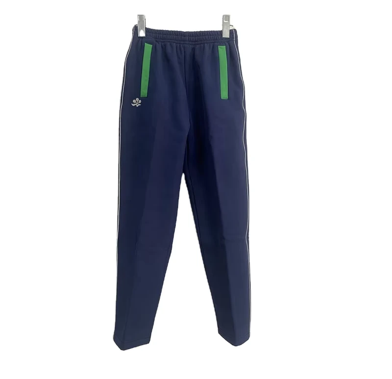 Long-Straight-Elastic-Waist-Sportswear-Trousers-Dark-Blue-Middle-School-Uniform-Pants
