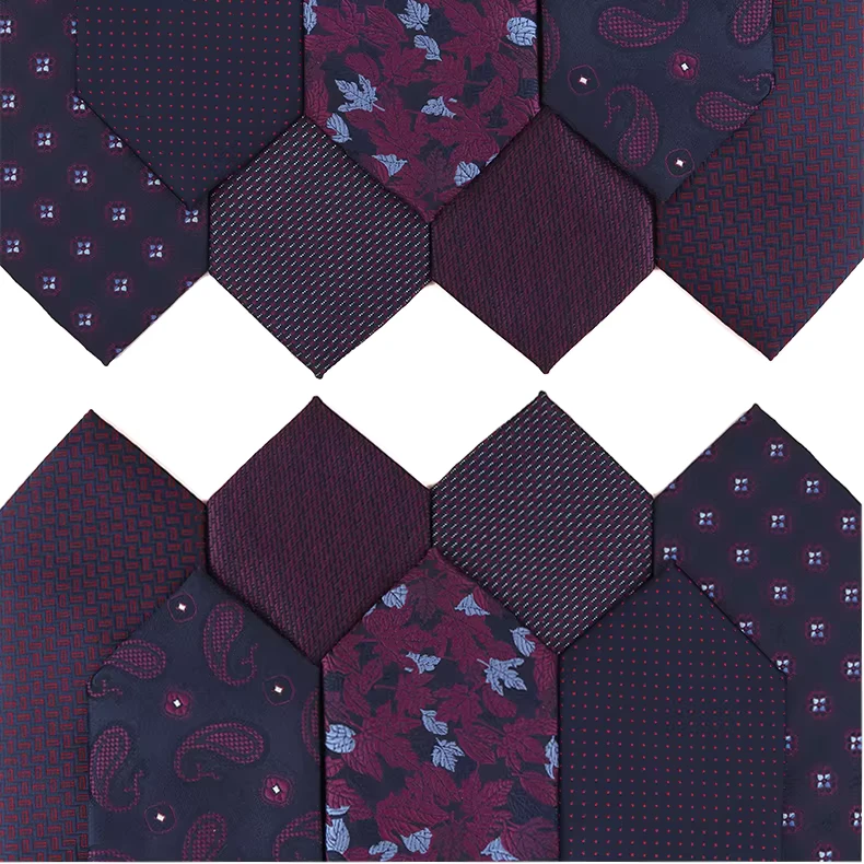 Luxury-Dark-Purple-Plaid-Floral-Polyester-Tie-for-Business-Formal-School-Uniforms