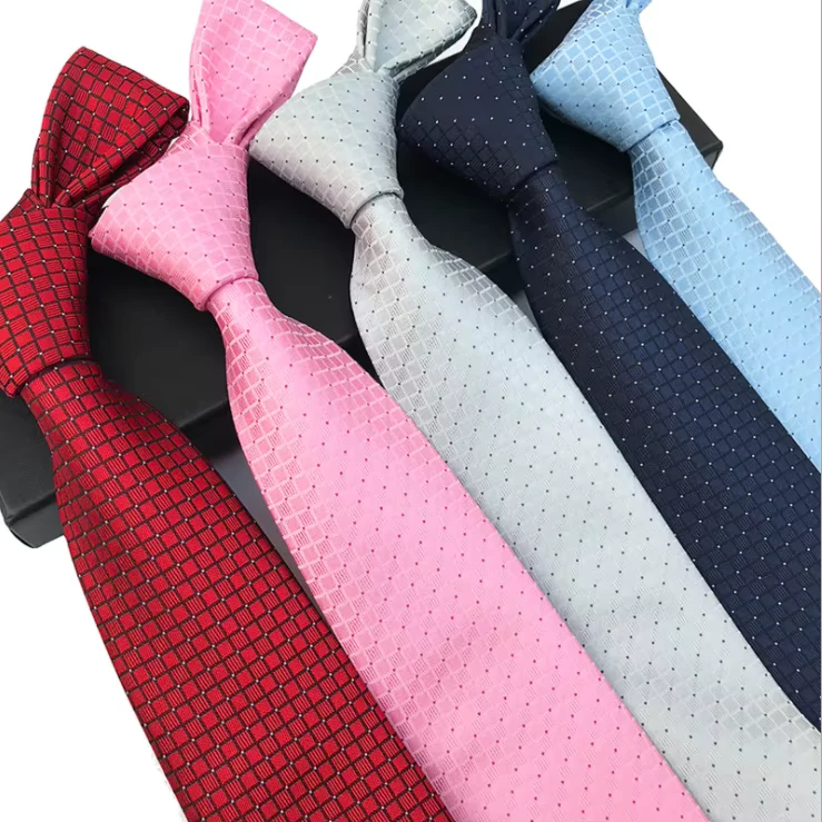 Luxury-Ties-Men-Custom-Logo-Polyester-Woven-Corbatas-Hombres-Classic-Grid-Neck-Ties-for-Men