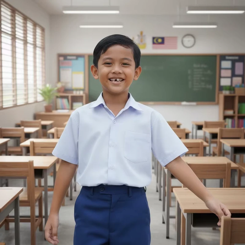 Malaysia-Primary-Secondary-Boys-School-Uniform-Short-Sleeve-Comfortable-Koshibo-Breathable-Soft-Multiple-Sizes-Custom-Design