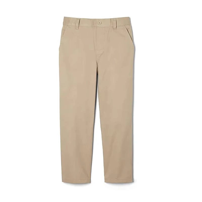 Manufacture-Direct-Custom-Design-Khaki-Standard-Fit-Adjustable-Waist-Pants-Boys-School-Uniform-Trousers