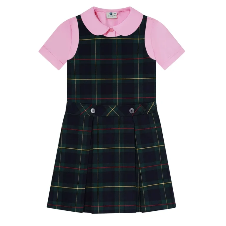Manufacture-OEM-ODM-Dresses-High-Primary-School-Jumper-Uniform-Set-Pink-School-Uniform-Pinafores-Shirt-Suit-for-Girls-Student