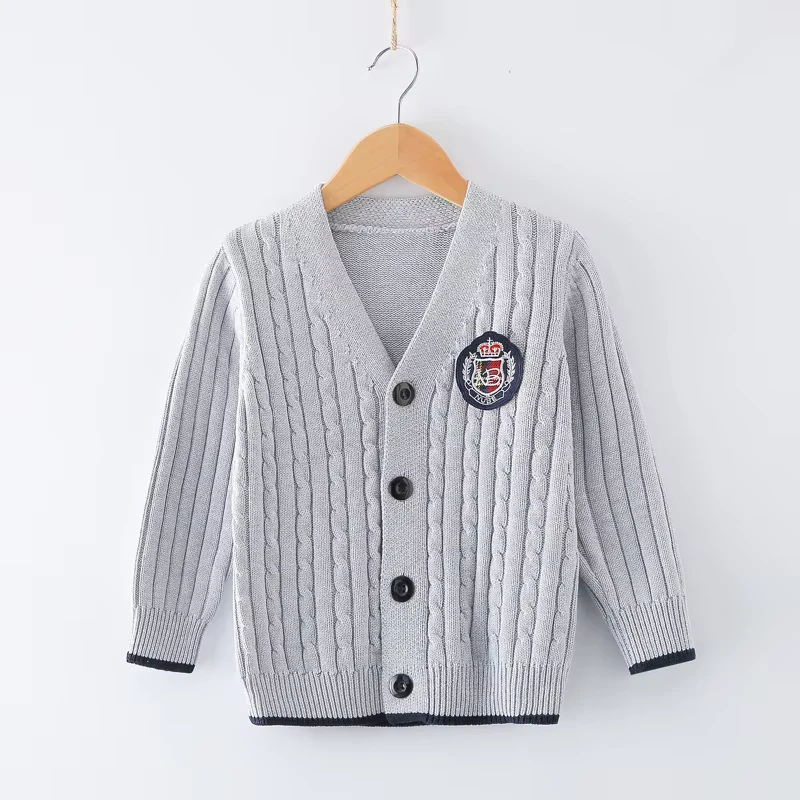 Manufacturer-Custom-Processing-Cotton-Knitted-Cardigan-School-Uniforms-Children-Elementary-Students-Unisex-In-Stock