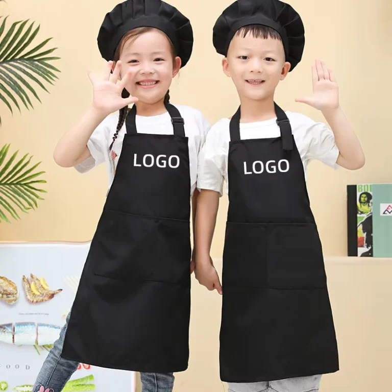 Manufacturer-Customized-Childrens-Kitchen-Apron-with-Neck-Hanging-Home-Printing-Customizable-Logo-Twill-Fabric-Canvas-Material