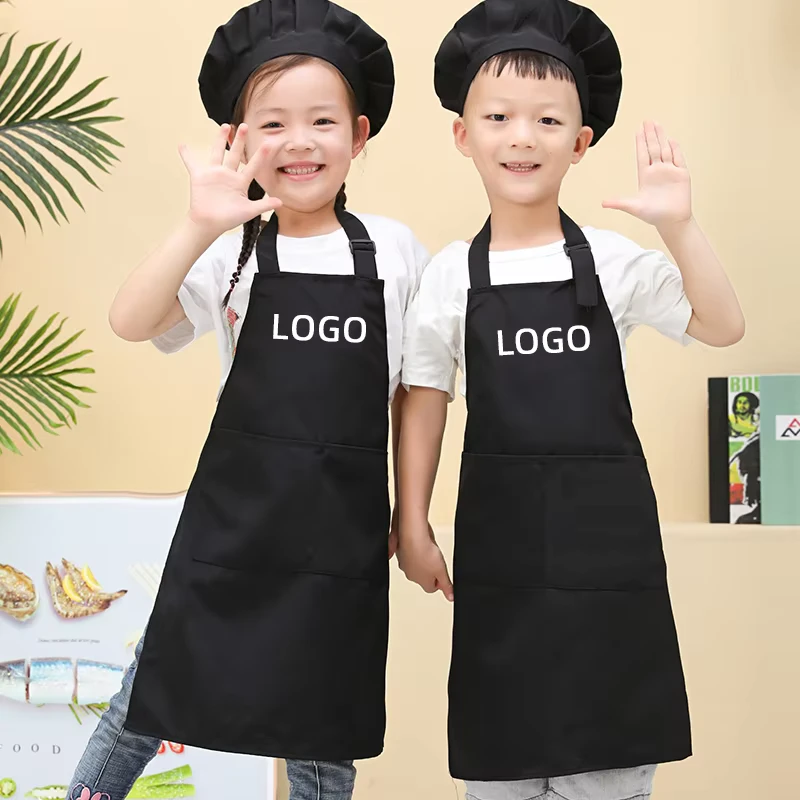 Manufacturer-Customized-Childrens-Kitchen-Apron-with-Neck-Hanging-Home-Printing-Customizable-Logo-Twill-Fabric-Canvas-Material