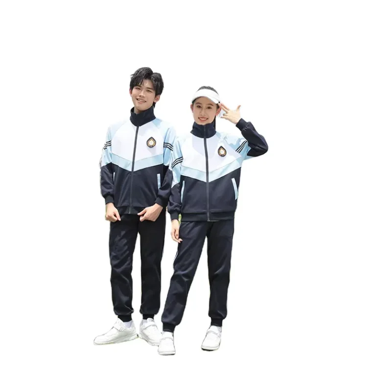 Manufacturer-Spring-and-Autumn-Middle-and-Primary-Blue-Color-School-Wear-Cotton-Polyester-Sports-Unisex-School-Uniform