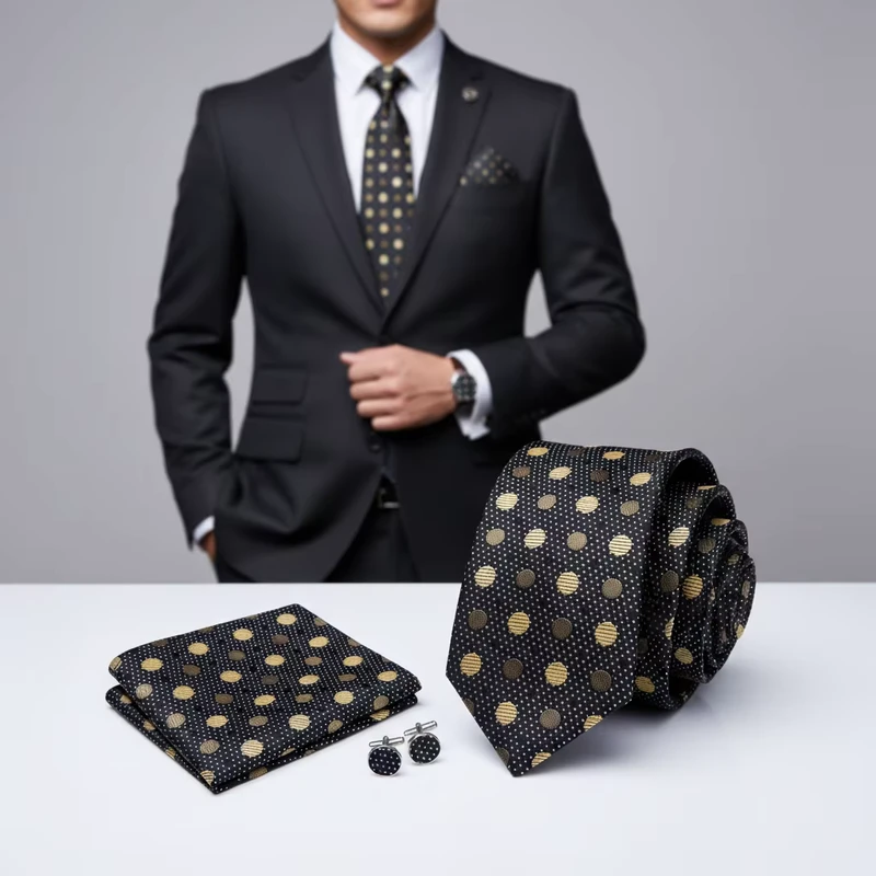 Manufacturers-Dots-Pattern-Polyester-Jacquard-Embroidered-Mens-Neck-Ties-Luxury-Style-Eco-Friendly-Durable-Tie