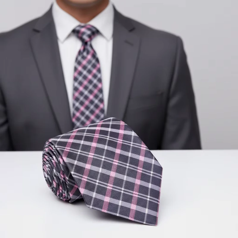 Manufacturers-High-Quality-Custom-Plaid-Pattern-Neckties-Handmade-Jacquard-Polyester-Business-Tie-for-Men-Classic-Style