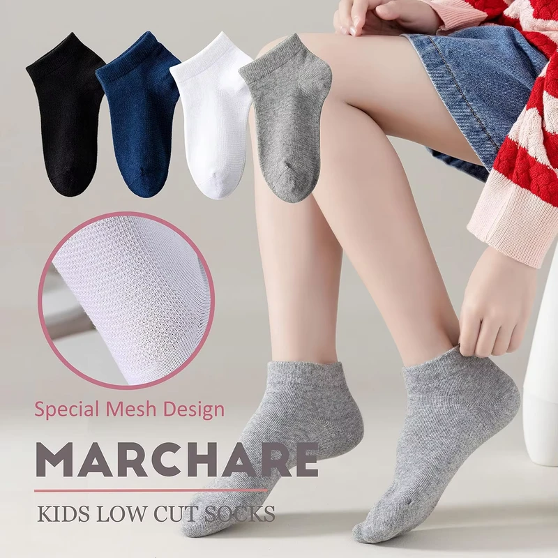 Marchare-Seamless-School-Socks-for-Boys-Girls-Low-Cut-Cotton-6-Pack-Knitted-for-Spring-Season