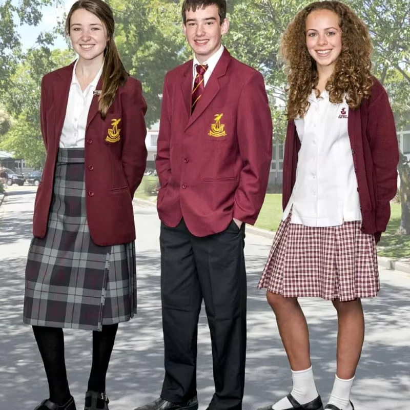 Maroon-University-School-Uniform-Ties-Fleece-Jacket