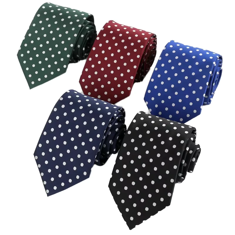Mens-Black-Polka-Dot-Polyester-Silk-Tie-Fashionable-Formal-Wedding-Party-Business-Tie