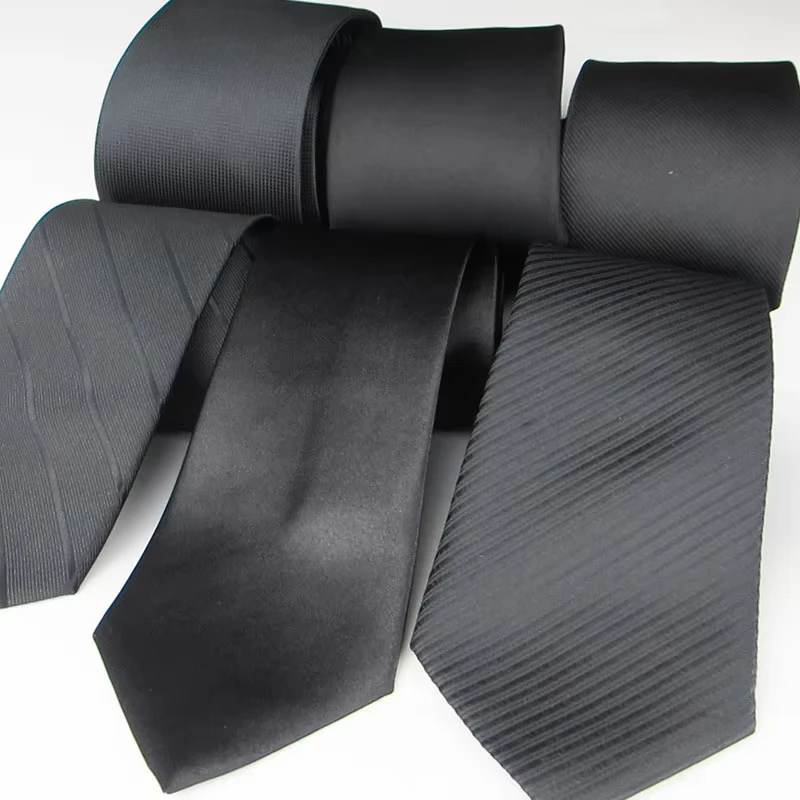 Mens-Black-Tie-Style-Solid-Color-Polyester-Business-Professional-Dress-Church-Classic-8cm-Black-Necktie-Cravate-Corbat