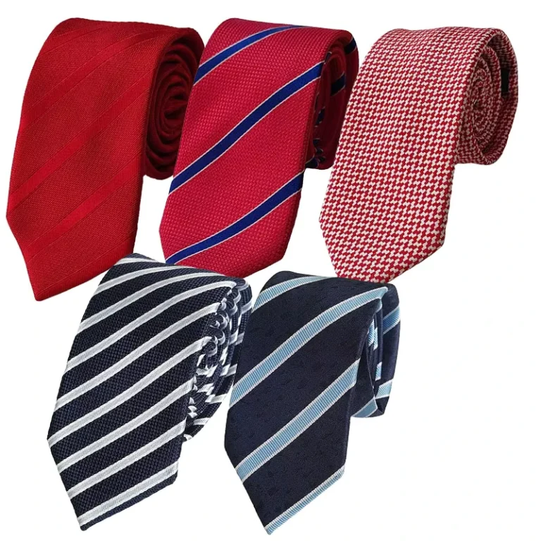 Mens-Casual-Red-Stripe-Necktie-Polyester-Jacquard-Woven