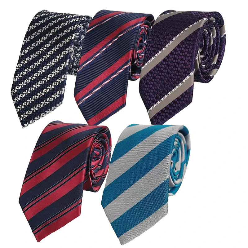 Mens-Casual-Stripe-Necktie-Polyester-Jacquard-Woven