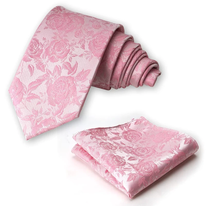 Mens-Floral-Pattern-Polyester-Tie-3.15inch-about-8cm-Evening-Wear-Wedding-Series-with-Printed-Pocket-Square