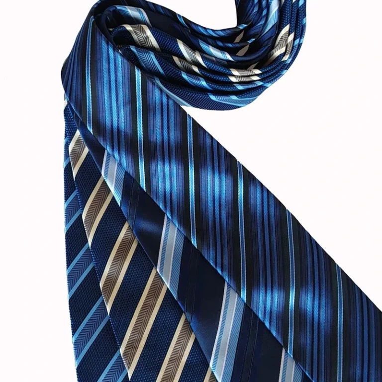 Mens-Polyester-Blue-Stripe-Jacquard-Woven-Necktie-With-Hanky-Solid-Colour-Microfiber-Plaid-Mens-Necktie