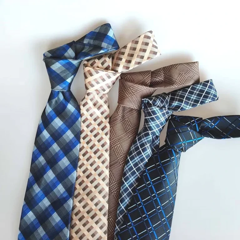 Mens-Polyester-Check-Jacquard-Woven-Necktie-Solid-Colour-Microfiber-Plaid