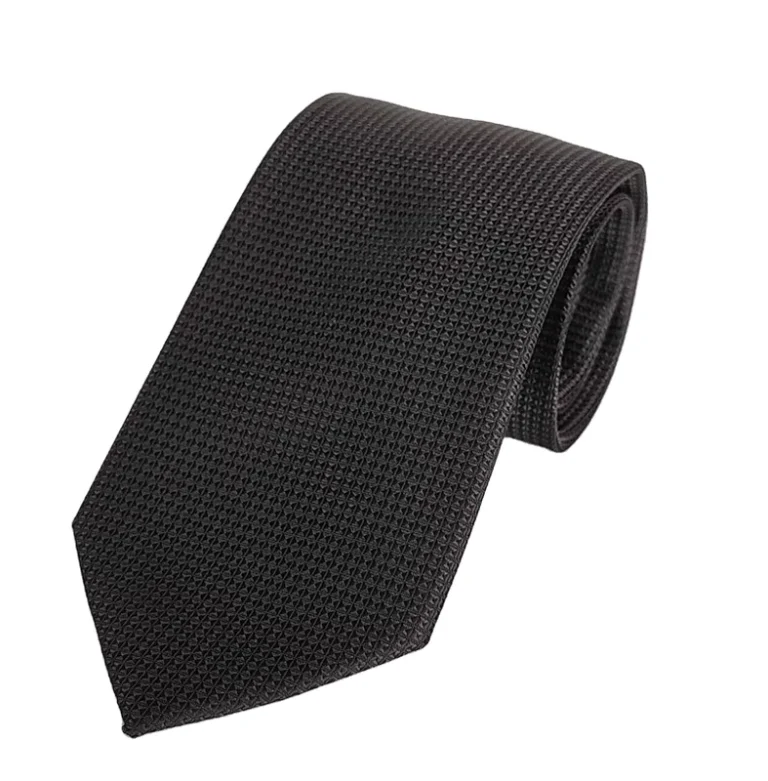 Mens-Polyester-Jacquard-Woven-Business-Necktie-Black-Solid-Jacquard-Microfibre