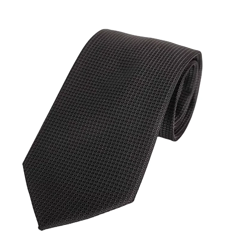 Mens-Polyester-Jacquard-Woven-Business-Necktie-Black-Solid-Jacquard-Microfibre