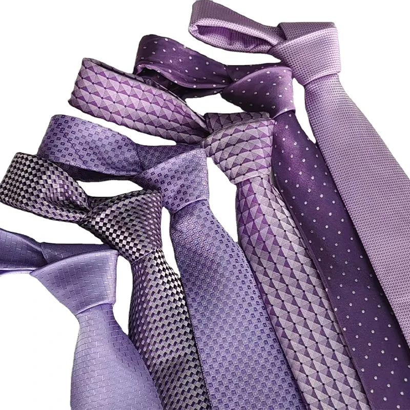 Mens-Polyester-Purple-Lilac-Jacquard-Woven-Necktie-Solid-Colour
