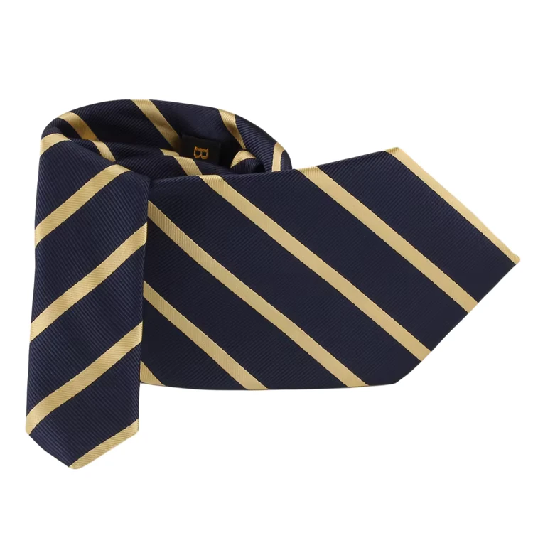 Mens-Striped-Navy-Yellow-Jacquard-Woven-100-Polyester-Neck-Ties