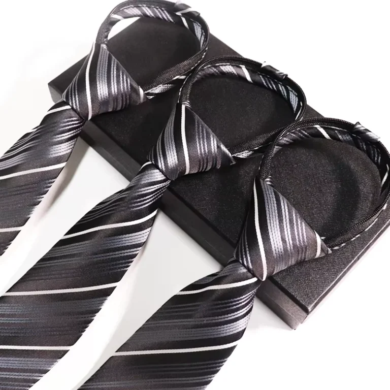 Mens-Striped-Zip-Ties-In-Stock-Formal-Polyester-Woven-with-Zipper-Factory-Price