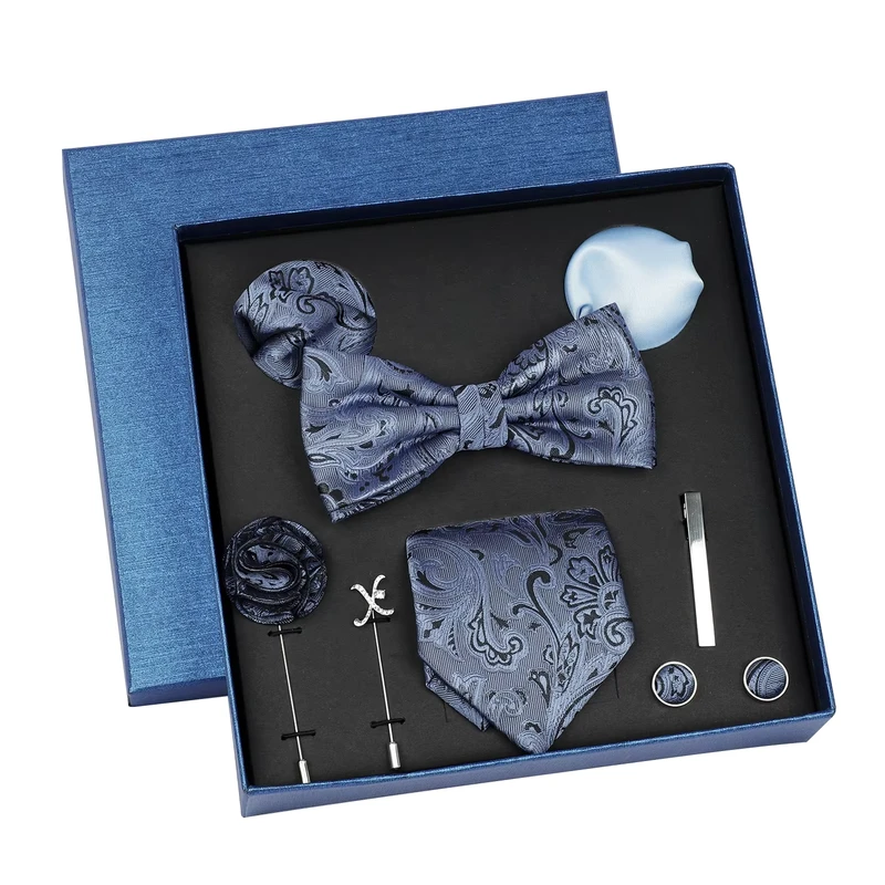 Mens-Tie-Set-Polyester-Necktie-with-Bow-Tie-Handkerchief-Cufflinks-Tie-Clip-Formal