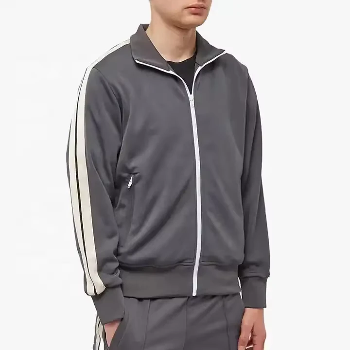 Mens-Training-Wear-100-Polyester-Nylon-Cotton-Zip-Up-Track-Side-Stripes-Sports-Jacket-Tracksuit-School-Uniform