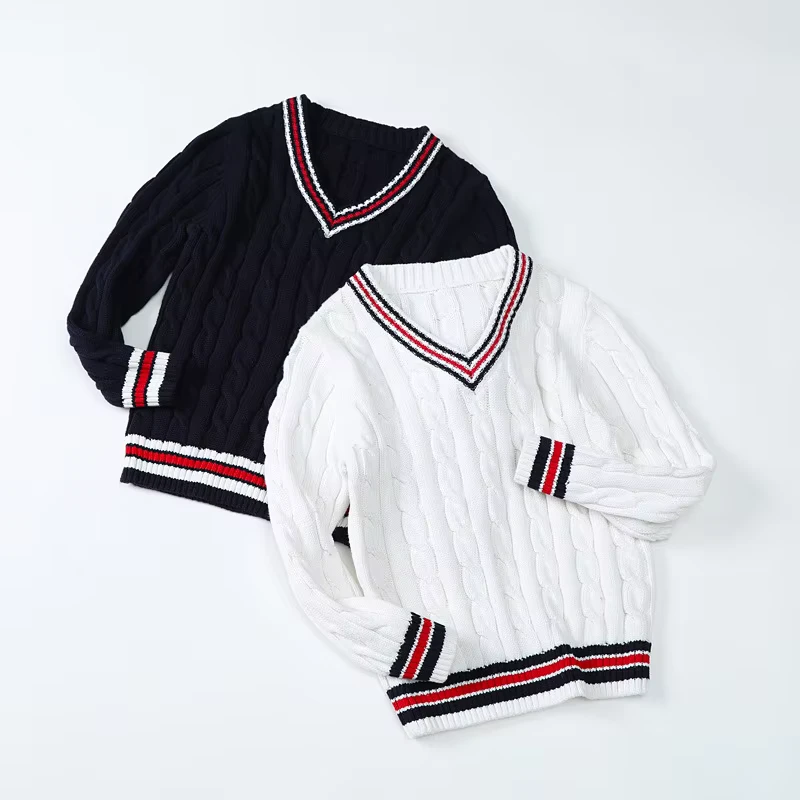 Middle-School-Students-Autumn-and-Winter-Cotton-Yarn-V-neck-Pullover-Student-Class-Uniform-College-Style-Knitted-Sweater