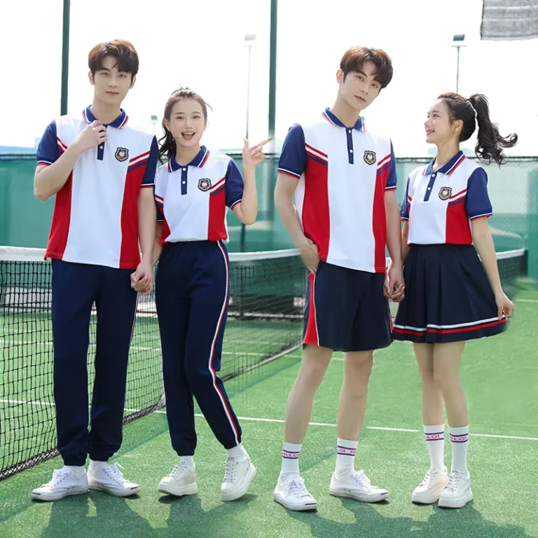 Middle-School-Uniform-Short-sleeved-Polo-Shirt-Style-Breathable-Fabric-Patchwork-School-Uniform