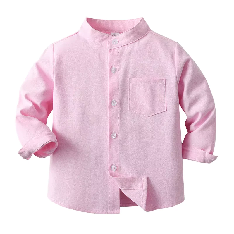 Multi-Color-School-Uniform-Shirt-Pink-Long-Sleeve-Shirt-for-Children-Cotton-School-Shirt