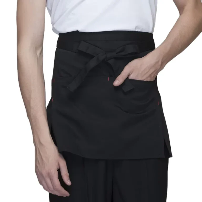 Multi-Pocket-Short-Waist-Waiter-Barber-Apron-Kitchen-Uniform-Half-Apron