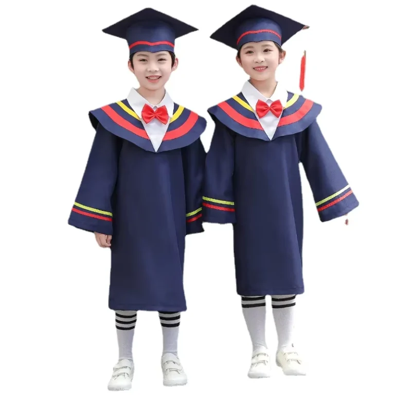 Multi-color-Unisex-Childrens-Elementary-School-Graduation-Dress-with-Polyester-Material-and-Hat